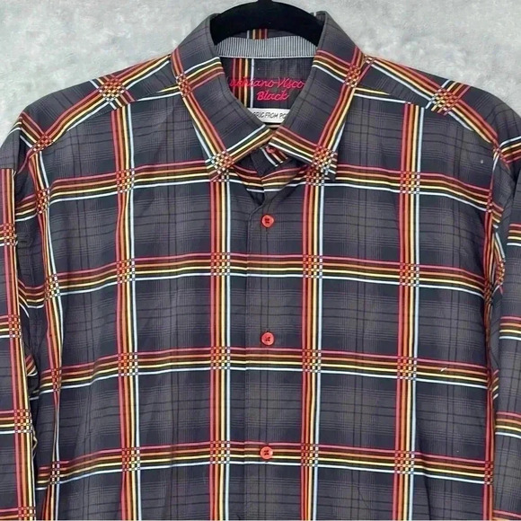 Luciano Visconti Black Long Sleeves Multicolor Striped Button Down Shirt Men’s L - Picture 3 of 9